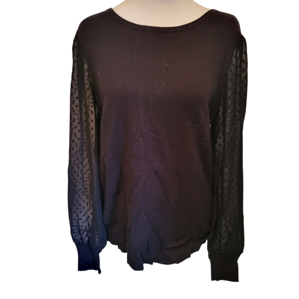 Loft Outlet Sheer Sleeve Sweater Black sz  M